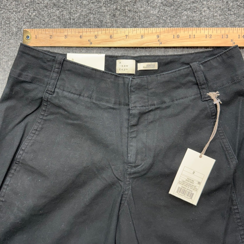 A New Day Womens High Rise Straight Leg Stretch Trousers Black Size 2 Regular - Picture 6 of 12